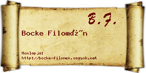 Bocke Filomén névjegykártya